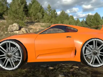 toyota supra cartoon car  Low-poly 3D model