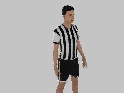 Footballer referee in soccer uniform Low-poly 3D model