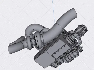 HEMI 4 cylinder Turbo Drag Engine Half Hemi Straight 4 3D print model