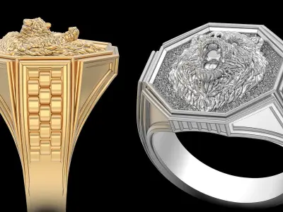 Bear Man Ring silver gold printable jewelry 3D print model