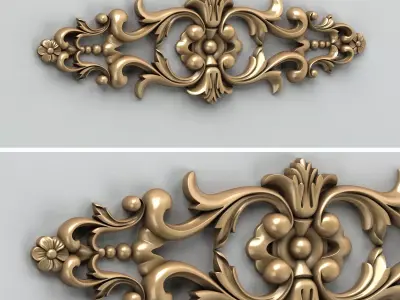 Carved decor horizontal 005 3D model