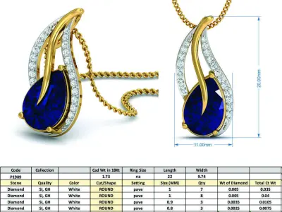 Pear Diamond pendant 3D print model
