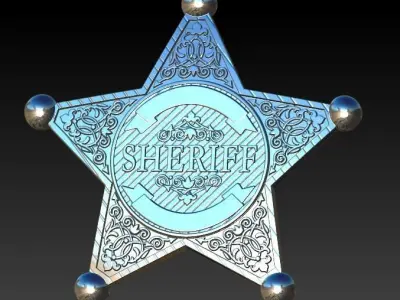 Sheriff badge 3 pack  3d model 3D print model