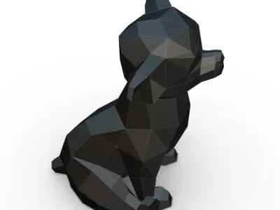 Chihuahua low poly polygonal sculpture of dog 3D print model
