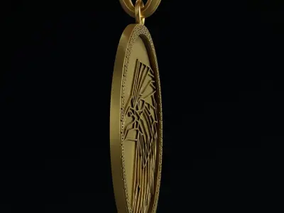 Eagle Stylized Pendant Coin Amulet Necklace 3D print model