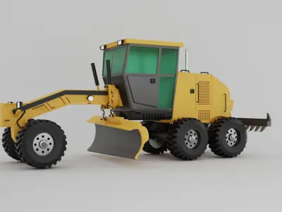Motor grader isolated on white Low-poly 3D model
