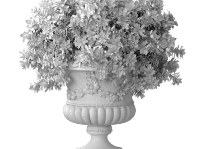 Magnolia flowers Bouquet in classic vase pot flowerpot 3D model