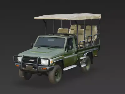Open-Air Safari Game Viewer Truck 3D Model Low-poly 3D model