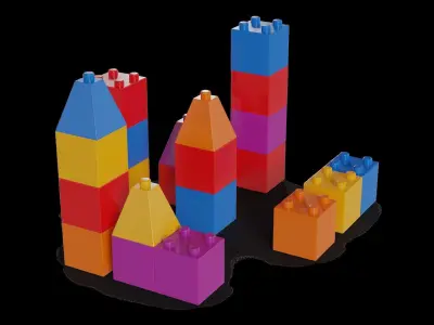 Cars and action games Building Blocks Set Low-poly 3D model purchase