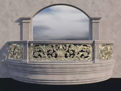 Balcony railings 2 Low-poly 3D model