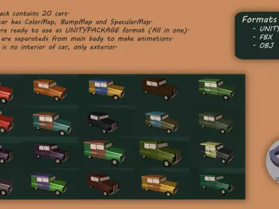 Low Poly Cars land rover Low-poly 3D model