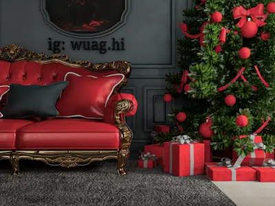 3d model of Christmas decorated housing 3D print model