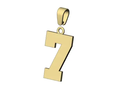 Number 7 seven varsity high school letterman pendant charm 3D print model