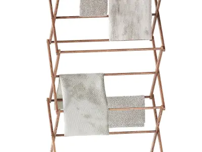 Folding drying rack Zara Home with towels 3D model