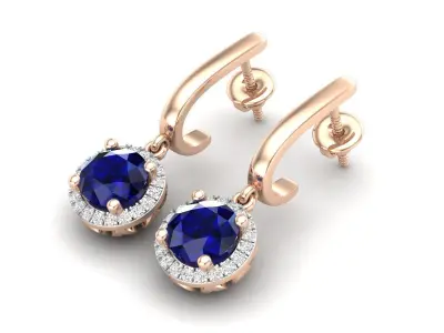 AV 387 Diamond Ladies Dangling Drop Earrings 3D print model