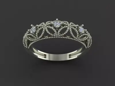 Antique Crown Engagement Band 3D print model