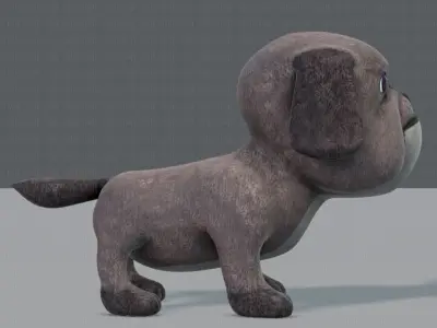 Dog base cartoonV06 Low-poly 3D model