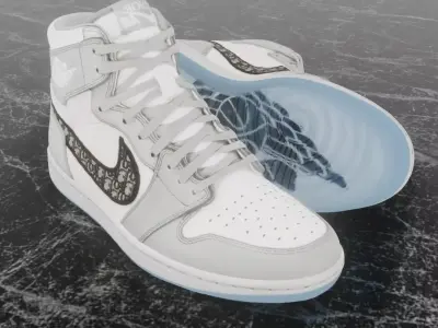 AIR JORDAN 1 HIGH x DIOR 3D SHOES Low-poly 3D model