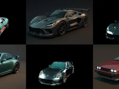 Sport Car bundle 18 pack 100 glb 3D model