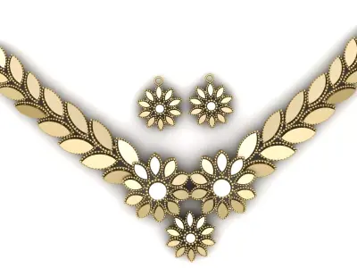 SUNFLOWER STYLE NECKLACE SET 3D PRINTABLE MODEL 3D print model