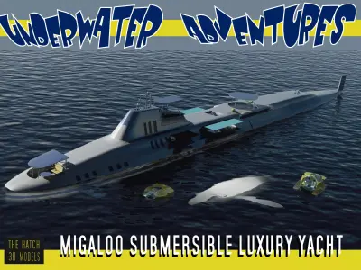 Migaloo submersible luxury yacht Low-poly 3D model