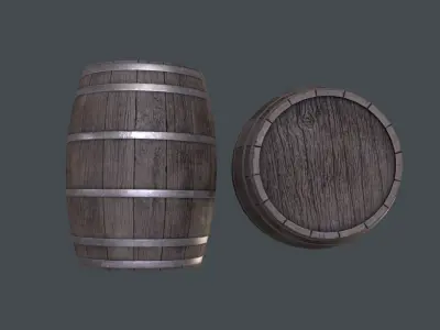 Wooden barrel - low-poly 3d model - game ready Free low-poly 3D model