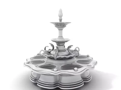 Elegant Silver Fountain model pack Low-poly 3D model