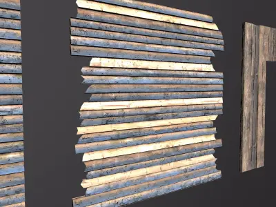 Wooden Walls Low-poly 3D model