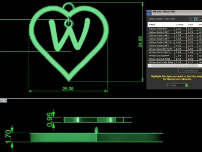 Jewelry Heart Alphabet Pendant W 3D print model