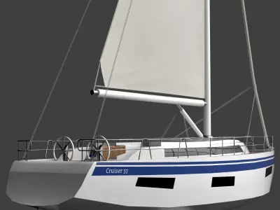 Sailing Boat Bavaria Cruiser 37 Low-poly 3D model