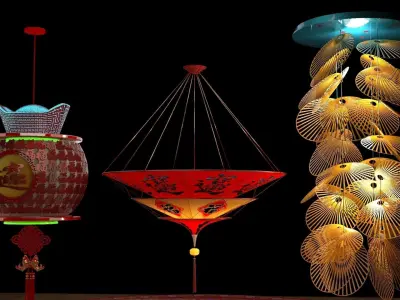Chinese red lantern  3D model 47