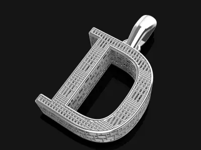 Geometric Letter D Pendant Minimalist 3D Printable Jewelry  3D print model