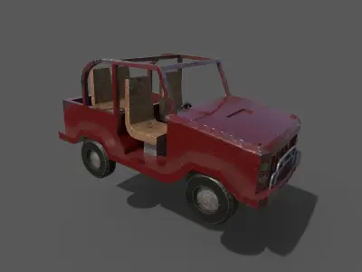 Low Poly Jeep car-PBR Material Low-poly 3D model