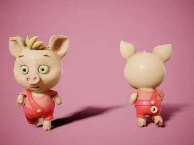 Cute pig Low-poly 3D model