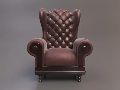 Leather Fancy Vintage Arm Chair Couch 3D model