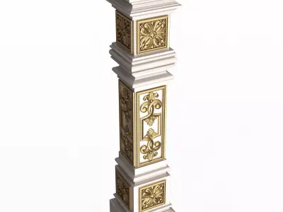Stair Baluster 07 White Low-poly 3D model