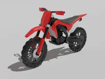 Red low poly Dirtbike 3D model