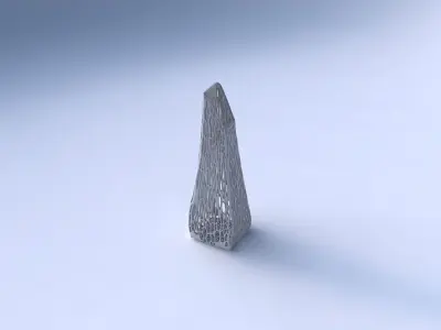 Vase top bent rectangle with fine organic lattice 3D print model