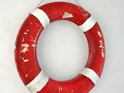 Red and White Life Preserver 2 3D model