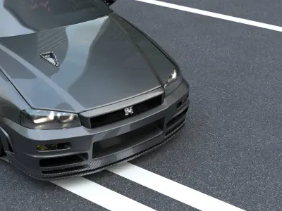 Nissan GTR R34 with  Rai S-4 HSR Wheels  3D model