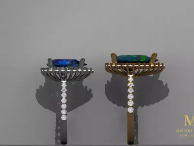 Luxury Emerald Sapphire Diamond Ring 3D Model STL 3DM 55 60 3D print model