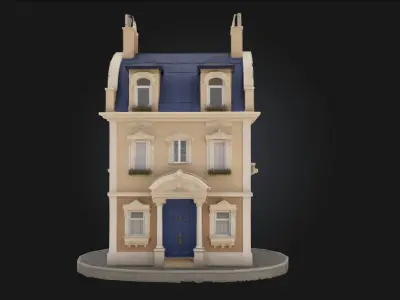 Parisian Townhouse Elegant Residential Building Model Free 3D model