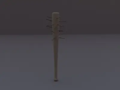 3D MODEL BITS LOW POLY wooden stick with nails Low-poly 3D model
