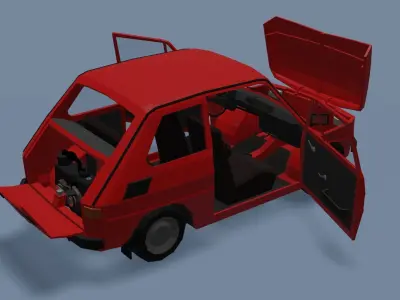 Low Poly Interactive Fiat 126p Low-poly 3D model