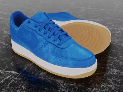CLOT X NIKE AIR FORCE ONE 3D SHOES Low-poly 3D model