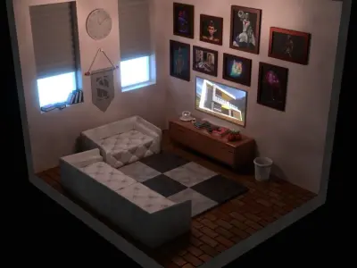 3D asset - Interior Low-poly 3D model