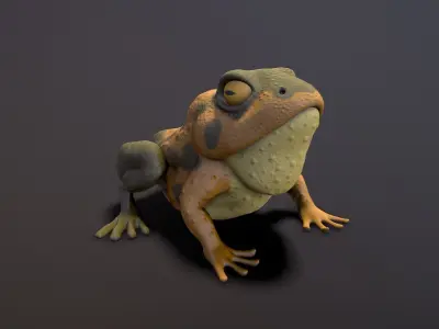 brown frog  Low-poly 3D model
