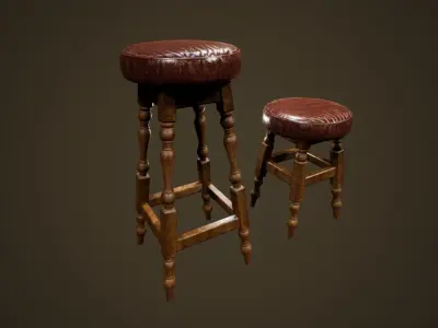 Bar Chairs - PBR Game Ready Low-poly 3D model