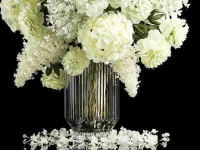 Festive bouquet of white flowers vase lilac hydrangea 336 3D model
