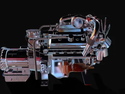 Motor diesel Detroit Low-poly 3D model